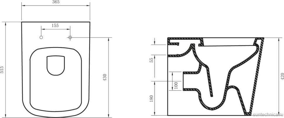 Унитаз приставной напольный BelBagno Albano BB120CBR безободковый, крышка BB120SC с микролифтом