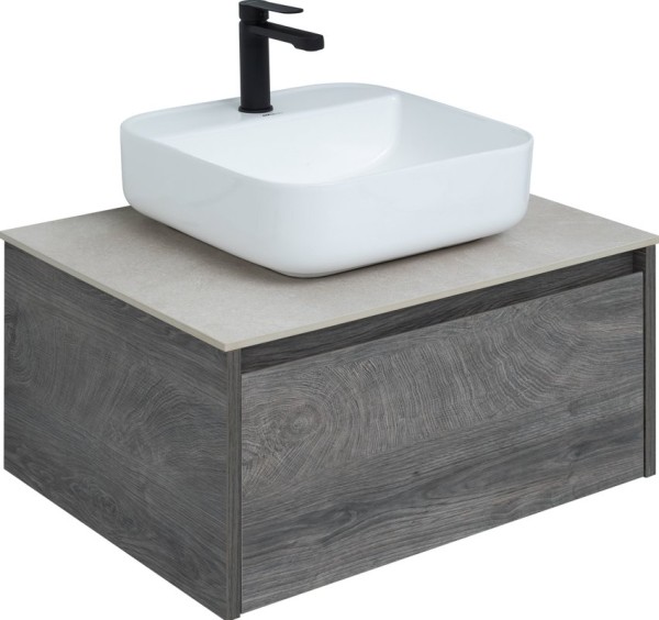 Тумба под раковину со столешницей STWORKI Карлстад 60 дуб рошелье, простоун беж