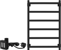 Полотенцесушитель электрический Secado Корсико 1 , 85x55 см, подключение слева, матовый черный, лесенка