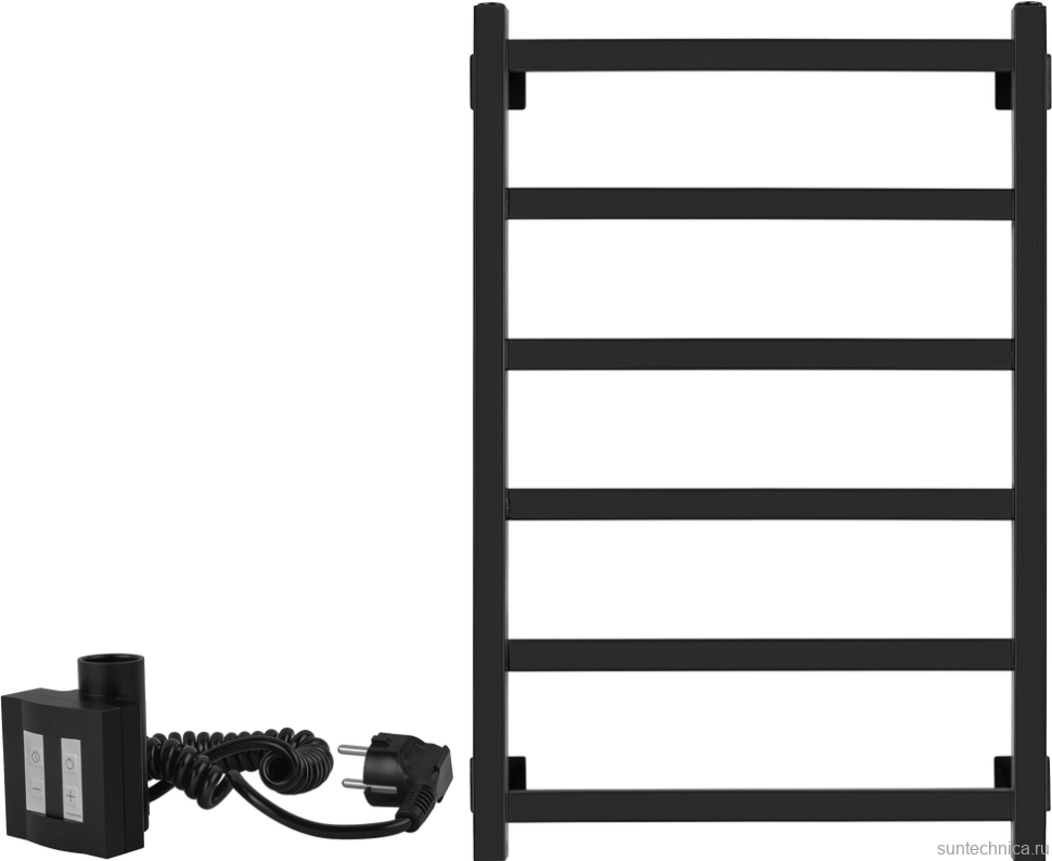Полотенцесушитель электрический Secado Корсико 1 , 85x55 см, подключение слева, матовый черный, лесенка