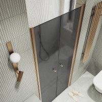 Душевая дверь в нишу Maybahglass MGD-444-2 99 см, профиль матовая бронза, стекло графит матовый