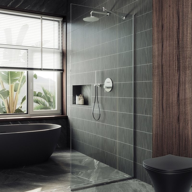 Душевая перегородка Maybahglass MGD-683-5у 119 см, профиль хром матовый, стекло прозрачное