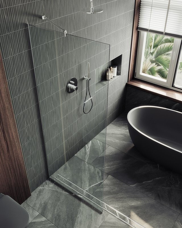 Душевая перегородка Maybahglass MGD-683-5у 119 см, профиль хром матовый, стекло прозрачное