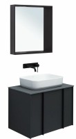 Мебель для ванной комнаты Allen Brau Reality 70 подвесная, антрацит матовый, столешница графит структ, раковина Fantasy Quad 50х36 белая матовая