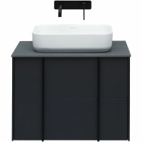 Мебель для ванной комнаты Allen Brau Reality 70 подвесная, антрацит матовый, столешница графит структ, раковина Fantasy Quad 50х36 белая матовая