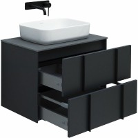 Мебель для ванной комнаты Allen Brau Reality 70 подвесная, антрацит матовый, столешница графит структ, раковина Fantasy Quad 50х36 белая матовая