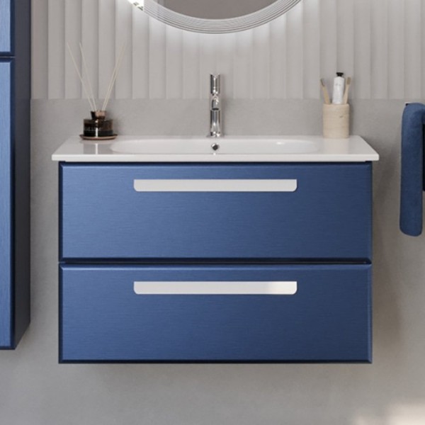 Тумба с раковиной Cezares Eco Cer 80 ручки сатин, sapfiro