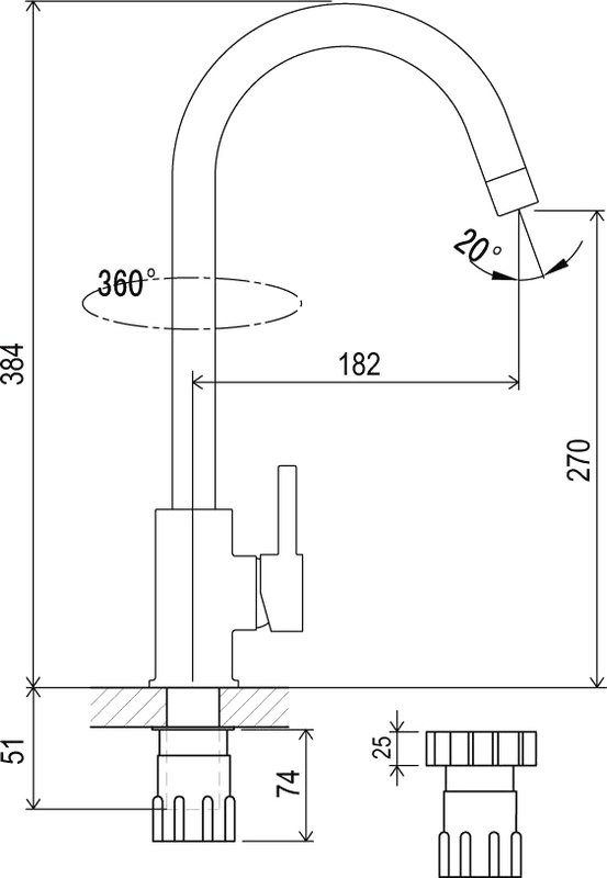 Смеситель для кухни Ravak Suzan KM 016.00