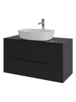 Тумба с раковиной Orange Line 100 подвесная, 2 ящика, матовая черная с раковиной B08-500W