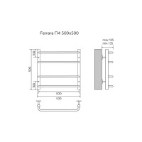 Полотенцесушитель Azario FERRARA 500/500 водяной 4 пер (1"-1/2" Полированный)