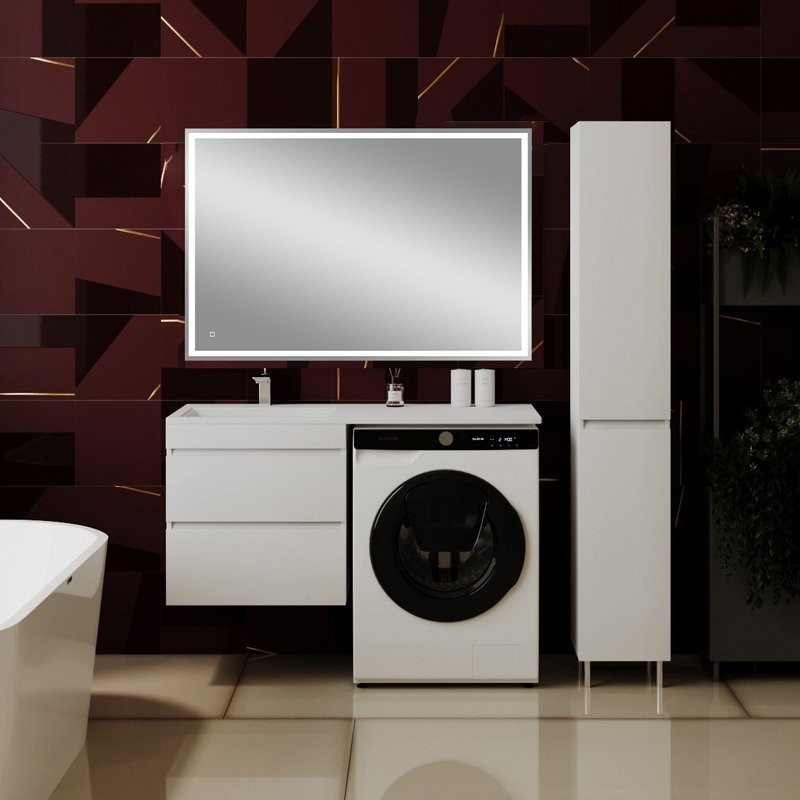 Мебель для ванной комнаты Style Line Даллас 120 L Люкс Plus подвесная, белая, зеркало DIWO Дмитров