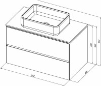 Тумба с раковиной Allen Brau Infinity 85 подвесная, папирус матовый, столешница серый структ
