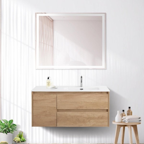 Мебель для ванной комнаты BelBagno Kraft 100 R, 2 ящика, дверца, rovere nebrasca nature