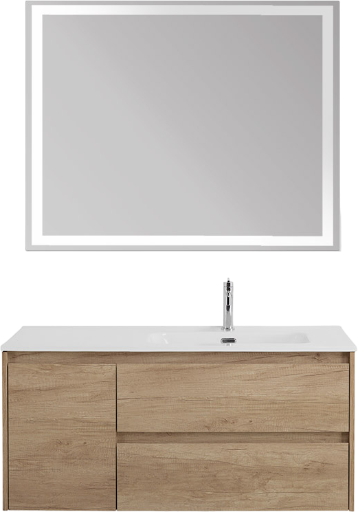 Мебель для ванной комнаты BelBagno Kraft 100 R, 2 ящика, дверца, rovere nebrasca nature