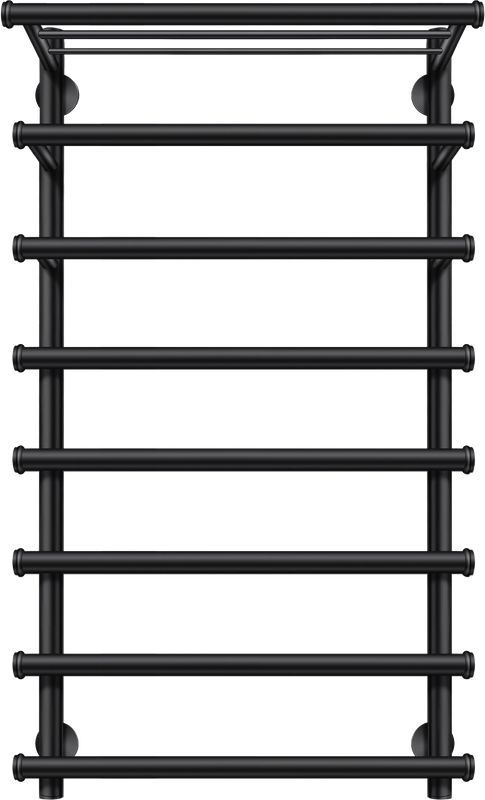 Полотенцесушитель электрический Secado Турин 6 100x55 см, подключение справа, матовый черный, лесенка, с полкой