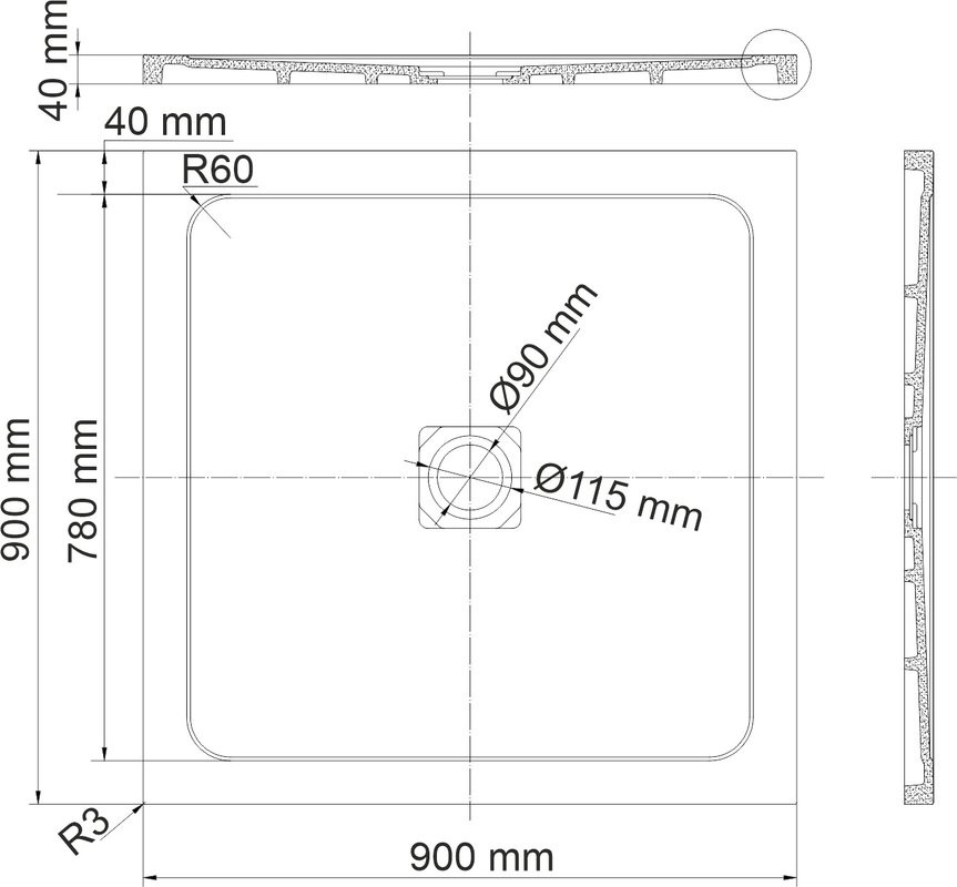 Поддон для душа Wasserkraft Dinkel 58T03 90x90, с сифоном