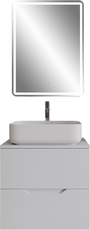 Мебель для ванной комнаты Orange Line 60 подвесная, 2 ящика, матовая белая с раковиной B05-500W