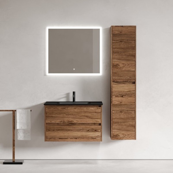 Мебель для ванной комнаты Sancos Libra 80 см дуб чарльстон, черная раковина