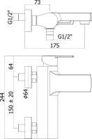 Смеситель для ванны с душем Paffoni Ringo RIN022NO Смеситель для ванны с душем Paffoni Ringo RIN022NO