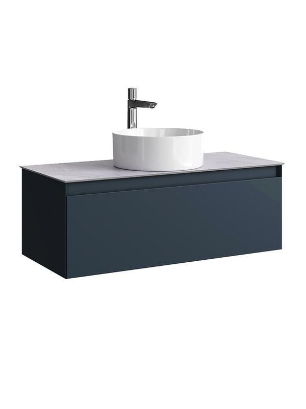 Тумба под раковину со столешницей Aqwella 5 stars Geometria 100 1 ящик, серая, столешница серый камень