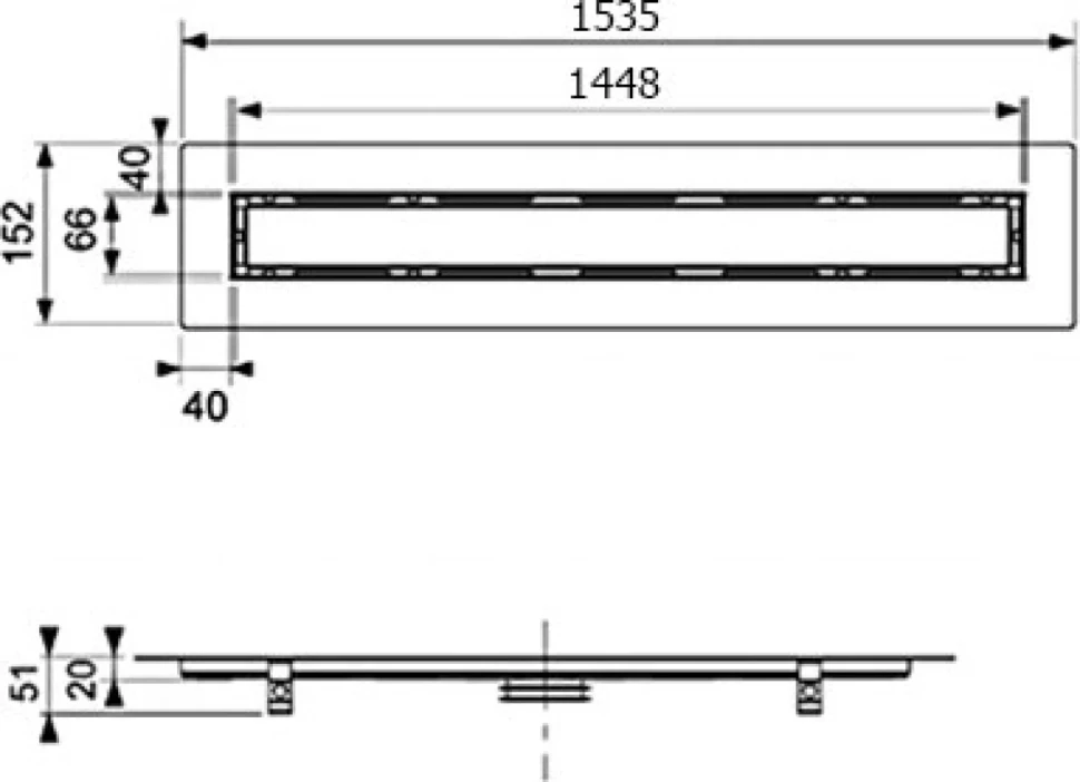 Душевой трап (лоток) TECE Drainline TECEdrainline 6 515 00 для натурального камня 150 см