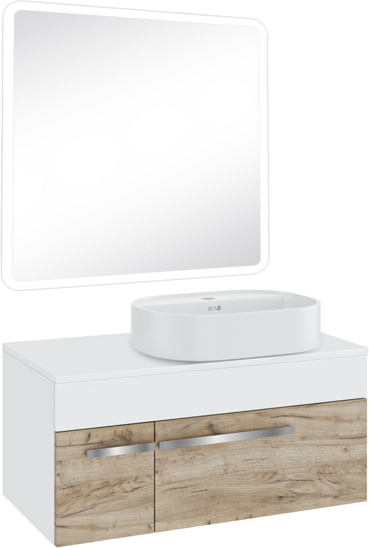 Мебель для ванной комнаты Runo Вудлайн 85 крафтовый дуб, раковина Nuovo 50