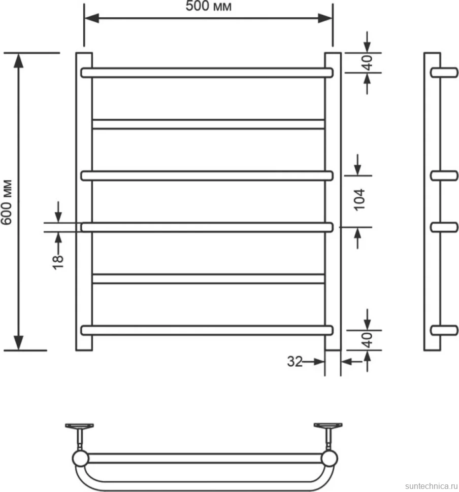 Полотенцесушитель водяной Comfysan Puro W-6 60х50 60x55 см, хром, лесенка