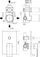 Встраиваемый смеситель для душа и ванны Paffoni Elle EL015CR/M С ВНУТРЕННЕЙ ЧАСТЬЮ