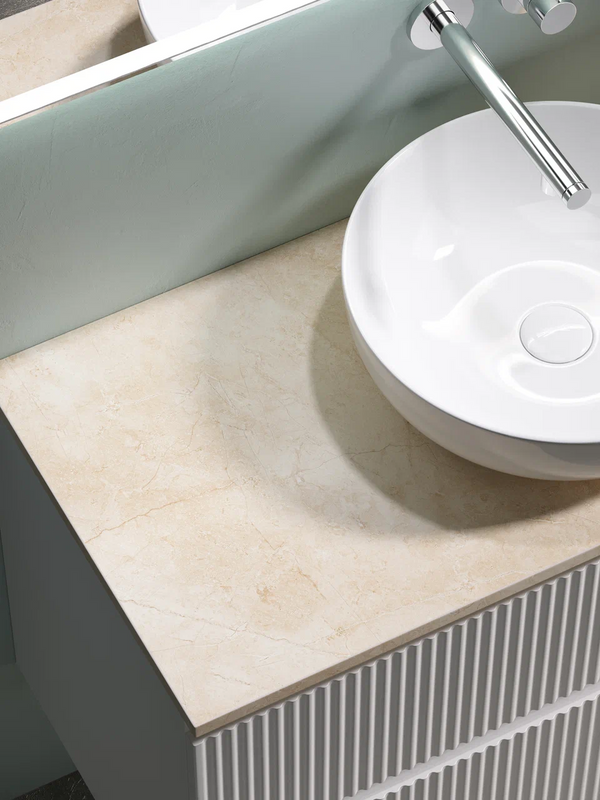 Тумба с раковиной Sancos Snob R 100 см, bianco, столешница бежевая, раковина CN5024