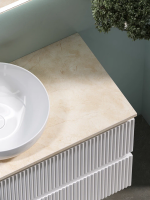Тумба с раковиной Sancos Snob R 100 см, bianco, столешница бежевая, раковина CN5024