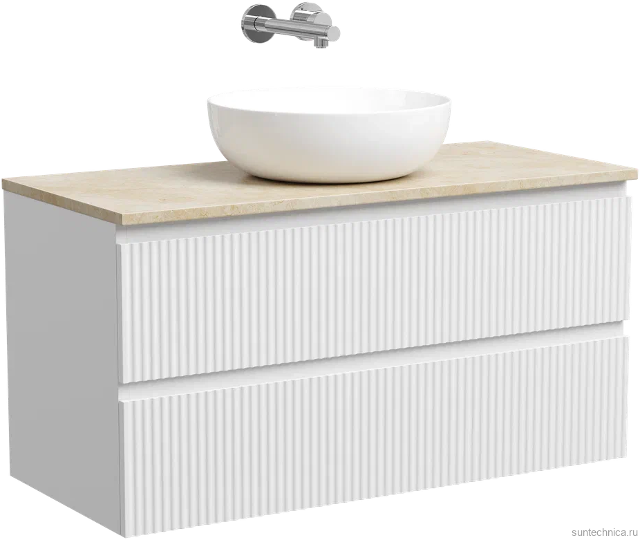 Тумба с раковиной Sancos Snob R 100 см, bianco, столешница бежевая, раковина CN5024