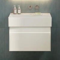 Тумба с раковиной KERAMA MARAZZI Logica 70 подвесная, белоснежная, без отверстий под смеситель