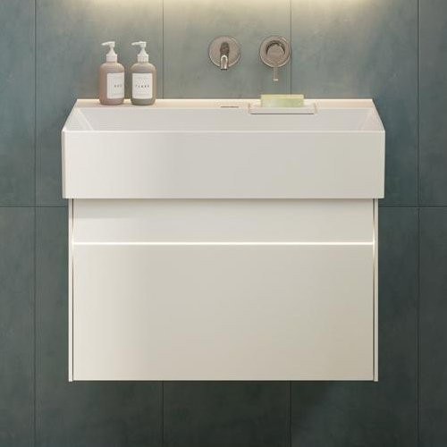 Тумба с раковиной KERAMA MARAZZI Logica 70 подвесная, белоснежная, без отверстий под смеситель