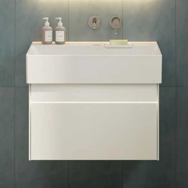 Тумба с раковиной KERAMA MARAZZI Logica 70 подвесная, белоснежная, без отверстий под смеситель