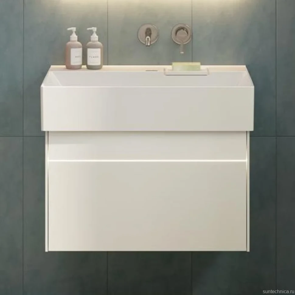 Тумба с раковиной KERAMA MARAZZI Logica 70 подвесная, белоснежная, без отверстий под смеситель
