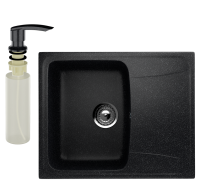 Мойка кухонная Ulgran U-201 308 черная + дозатор U-02 черный
