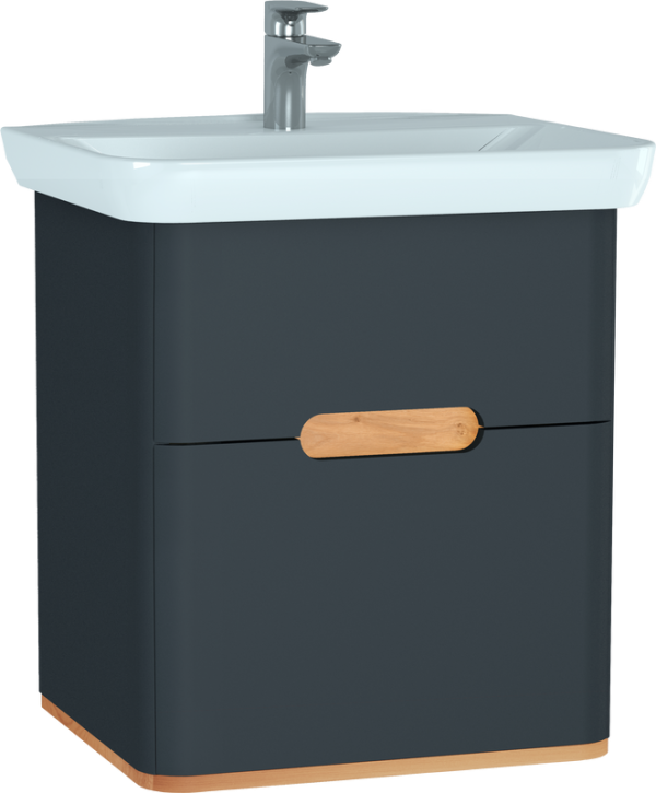 Тумба с раковиной VitrA Sento 65 с LED подсветкой, матовый антрацит