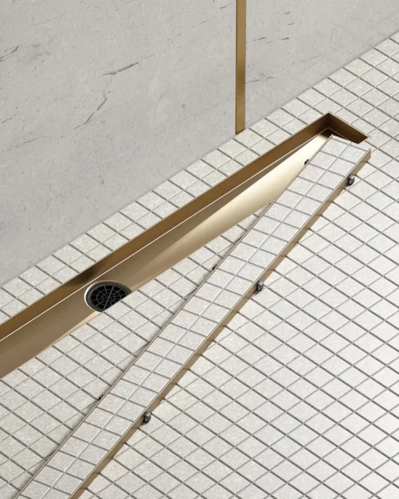 Душевой трап (лоток) Timo Drain Systems DS230209/17 900 двусторонняя панель plate под плитку, золото матовое