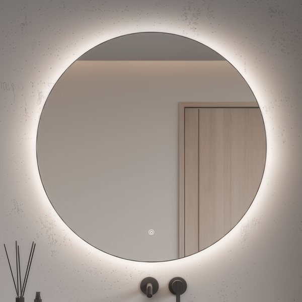 Зеркало круглое Armadi Art 80 с подсветкой, диммером, с антизапотевателем, матовое черное