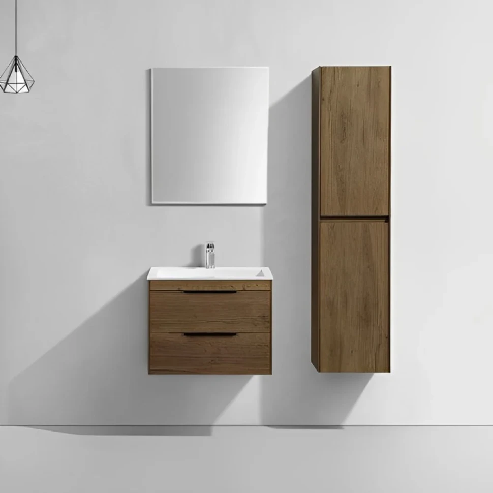 Тумба с раковиной Vincea Chiara 2D 60, 2 ящика, дуб табак, с белой раковиной