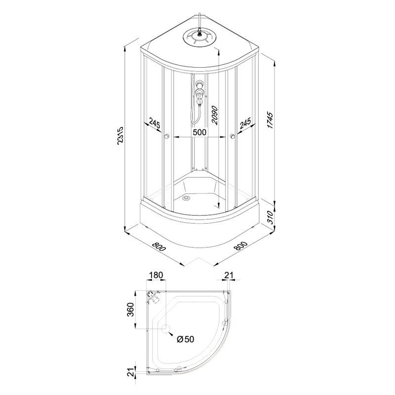Душевая кабина Triton Вельвет Щ0000064623 80х80 В