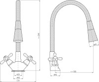 Смеситель для кухни Rav Slezak Morava retro MK120.5/13S серый, хром
