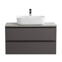 Тумба под раковину со столешницей BelBagno Kraft 90 подвесная, матовая темно-серая, столешница kep-90-mgl