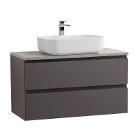 Тумба под раковину со столешницей BelBagno Kraft 90 подвесная, матовая темно-серая, столешница kep-90-mgl