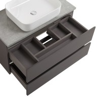 Тумба под раковину со столешницей BelBagno Kraft 90 подвесная, матовая темно-серая, столешница kep-90-mgl