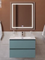 Мебель для ванной комнаты BelBagno Kraft 60 подвесная, матовая голубая, раковина bb-8099-60