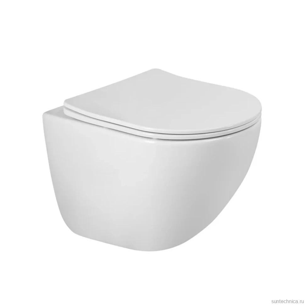 Унитаз подвесной BelBagno Amanda-Tor BB051CH-TOR-FC/SC безободковый, с микролифтом, смыв торнадо, белый глянцевый