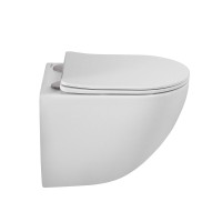 Унитаз подвесной BelBagno Amanda-Tor BB051CH-TOR-FC/SC безободковый, с микролифтом, смыв торнадо, белый глянцевый