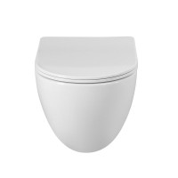 Унитаз подвесной BelBagno Amanda-Tor BB051CH-TOR-FC/SC безободковый, с микролифтом, смыв торнадо, белый глянцевый