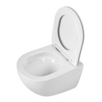 Унитаз подвесной BelBagno Amanda-Tor BB051CH-TOR-FC/SC безободковый, с микролифтом, смыв торнадо, белый глянцевый